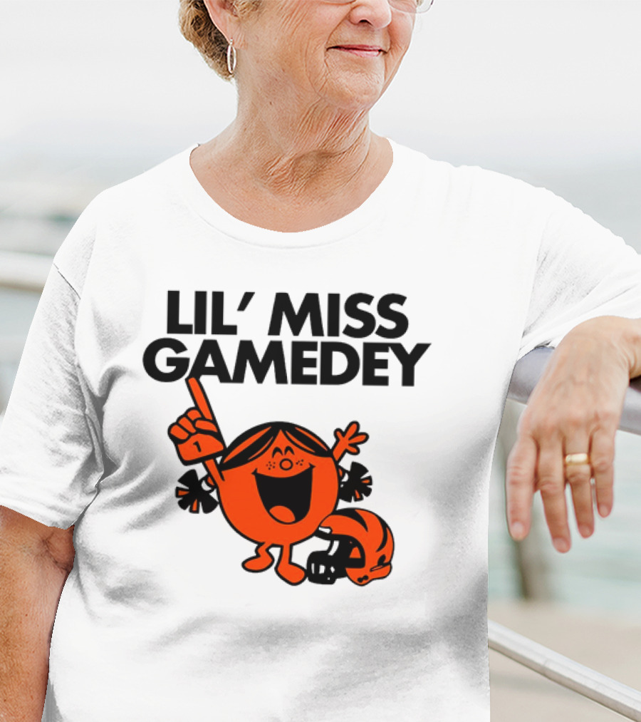 Lil Miss Gamedey Cincinnati Bengals Football Fandom Icon With Cheerful Character And Helmet T-Shirt