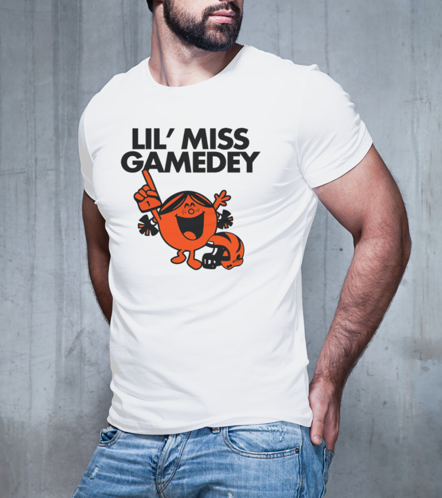 Lil Miss Gamedey Cincinnati Bengals Football Fandom Icon With Cheerful Character And Helmet T-Shirt