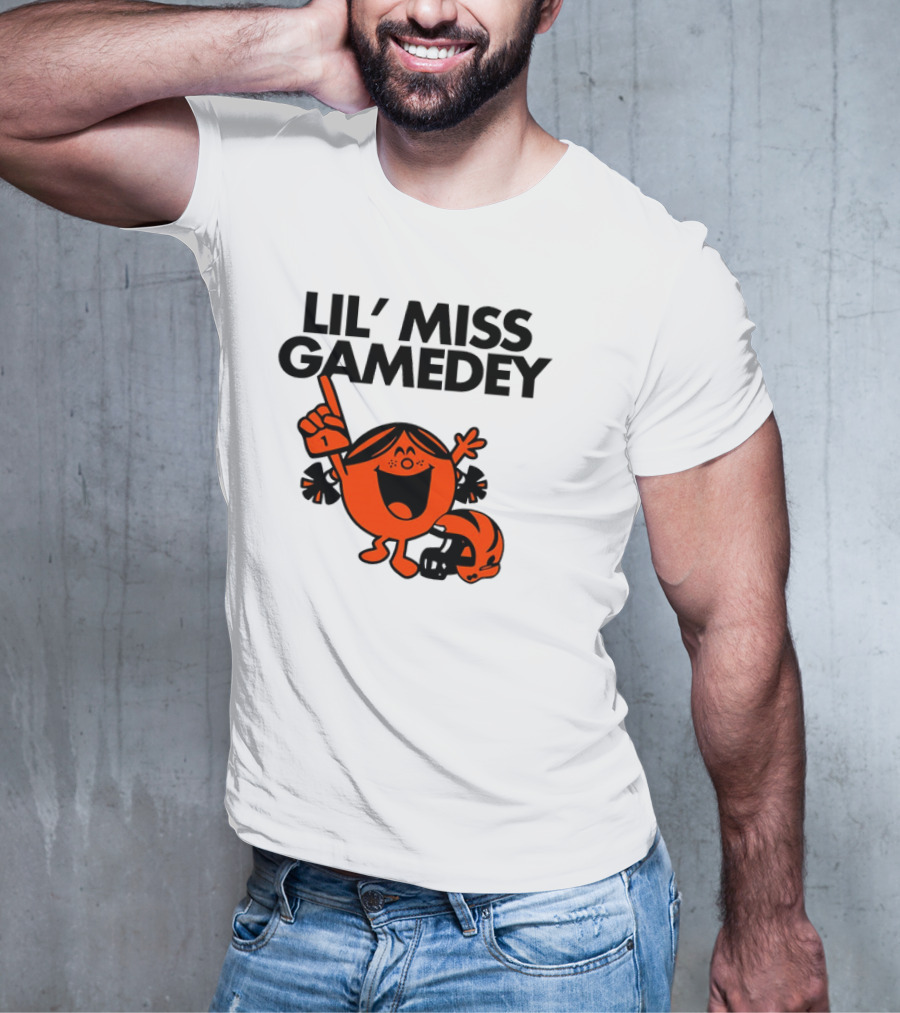 Lil Miss Gamedey Cincinnati Bengals Football Fandom Icon With Cheerful Character And Helmet T-Shirt