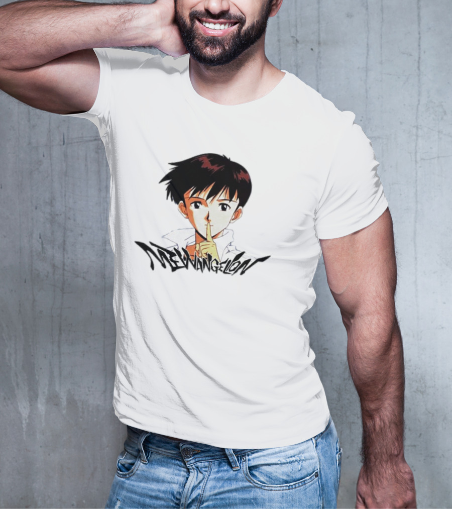 Mewangelion Ikari Shinji Anime Cartoon Evangelion Crossover T-Shirt