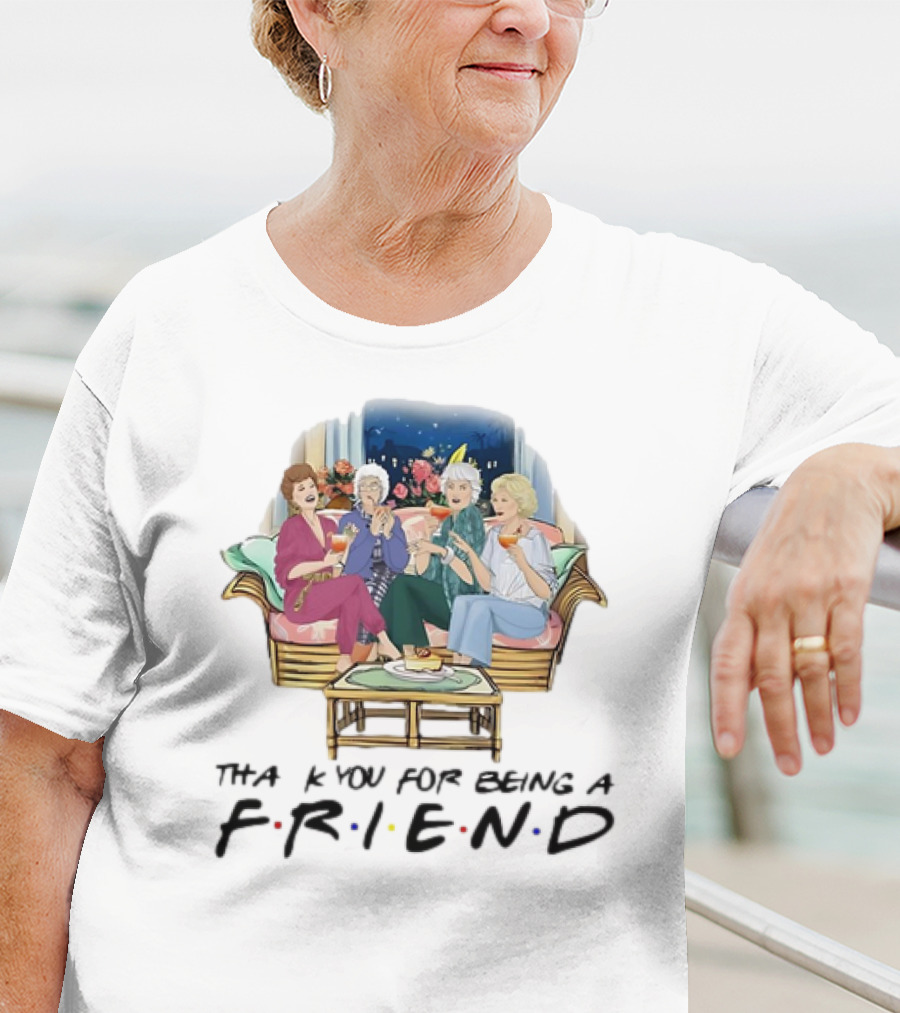 The Golden Girls Thank You For Being A FRIEND Sofa Scene With Colorful Drinks T-Shirt