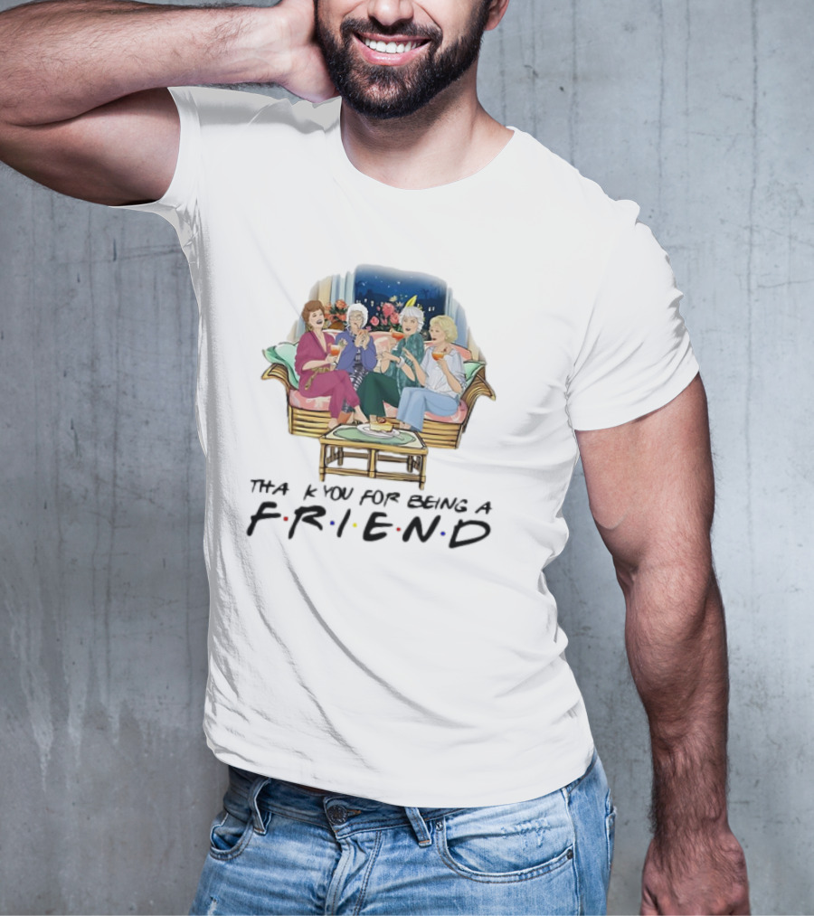 The Golden Girls Thank You For Being A FRIEND Sofa Scene With Colorful Drinks T-Shirt