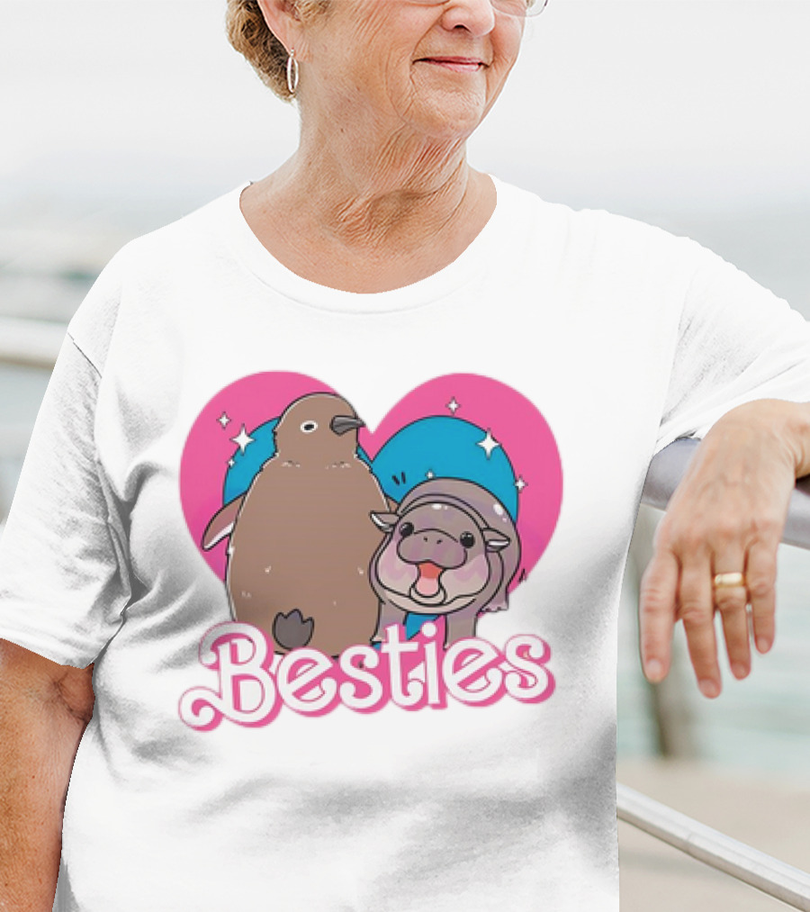 Best Friends Moo Deng Pesto Friendship Barbie Besties Heart T-Shirt