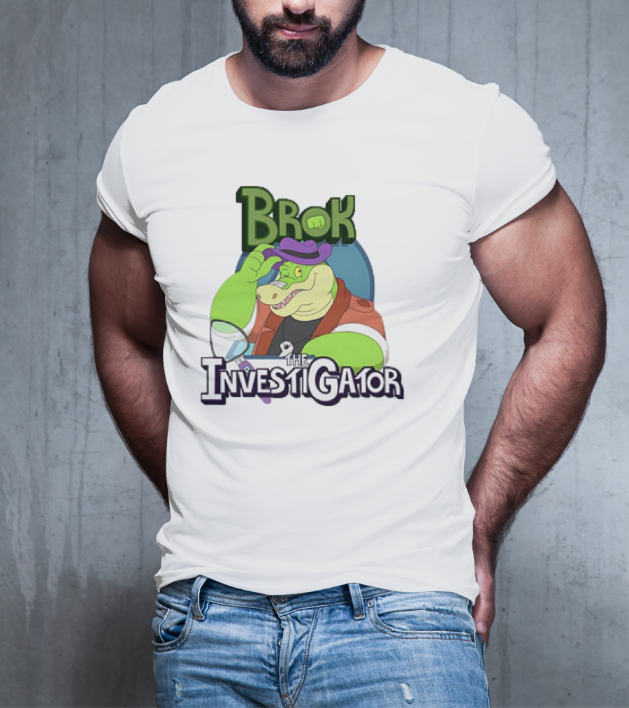 Brok The Investigator Gator Detective With Magnifying Glass And Purple Hat T-Shirt