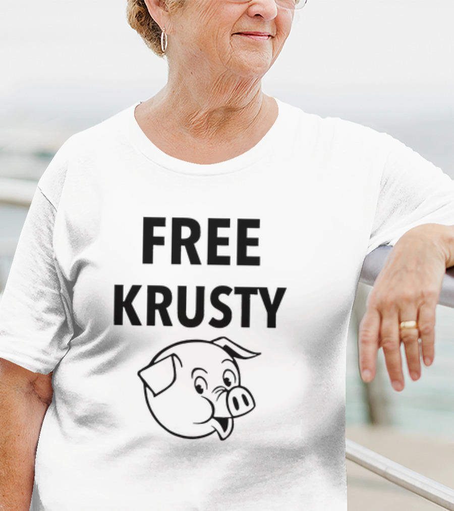 Free Krusty Pig Expressive Cartoon Head Drawing T-Shirt