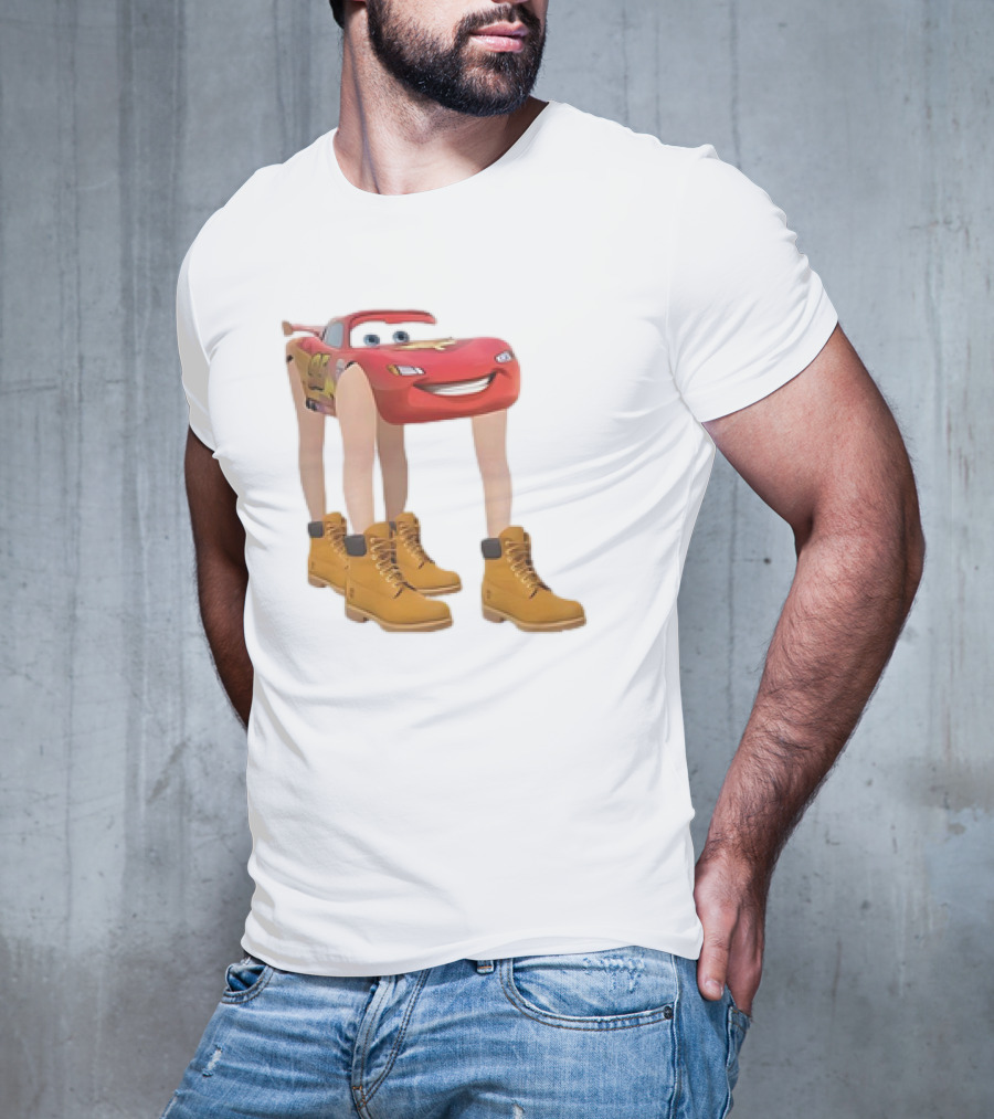 Lightning McQueen With Legs Cartoon Boots T-Shirt