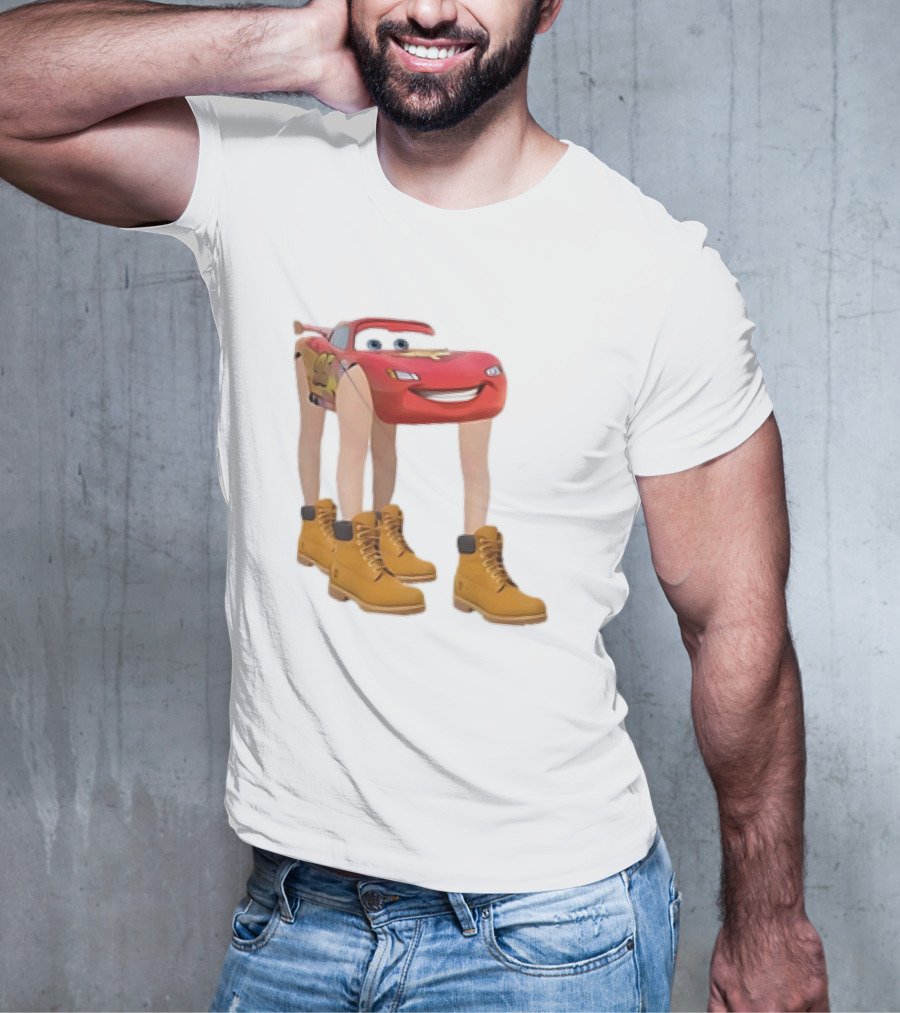 Lightning McQueen With Legs Cartoon Boots T-Shirt