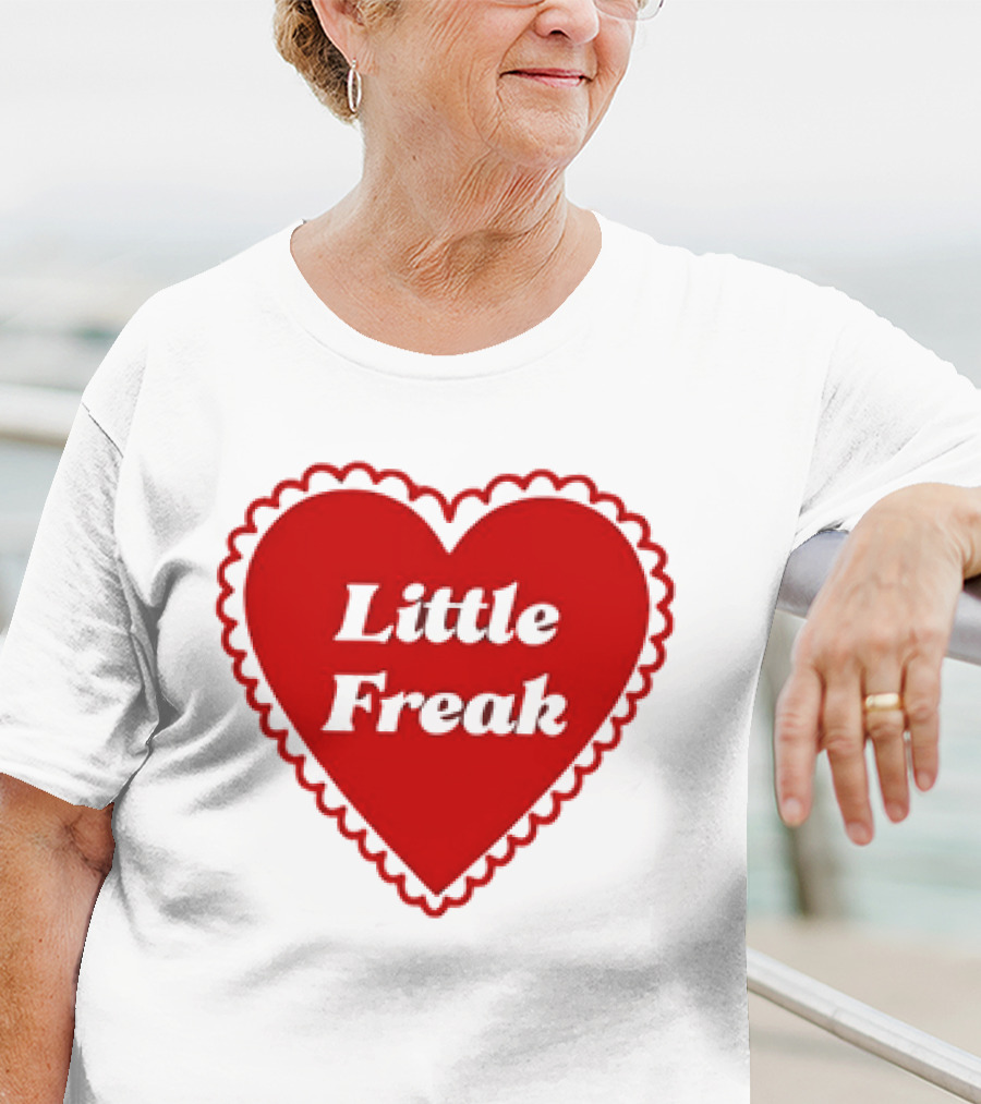 Little Freak Heart Red Scalloped Text T-Shirt