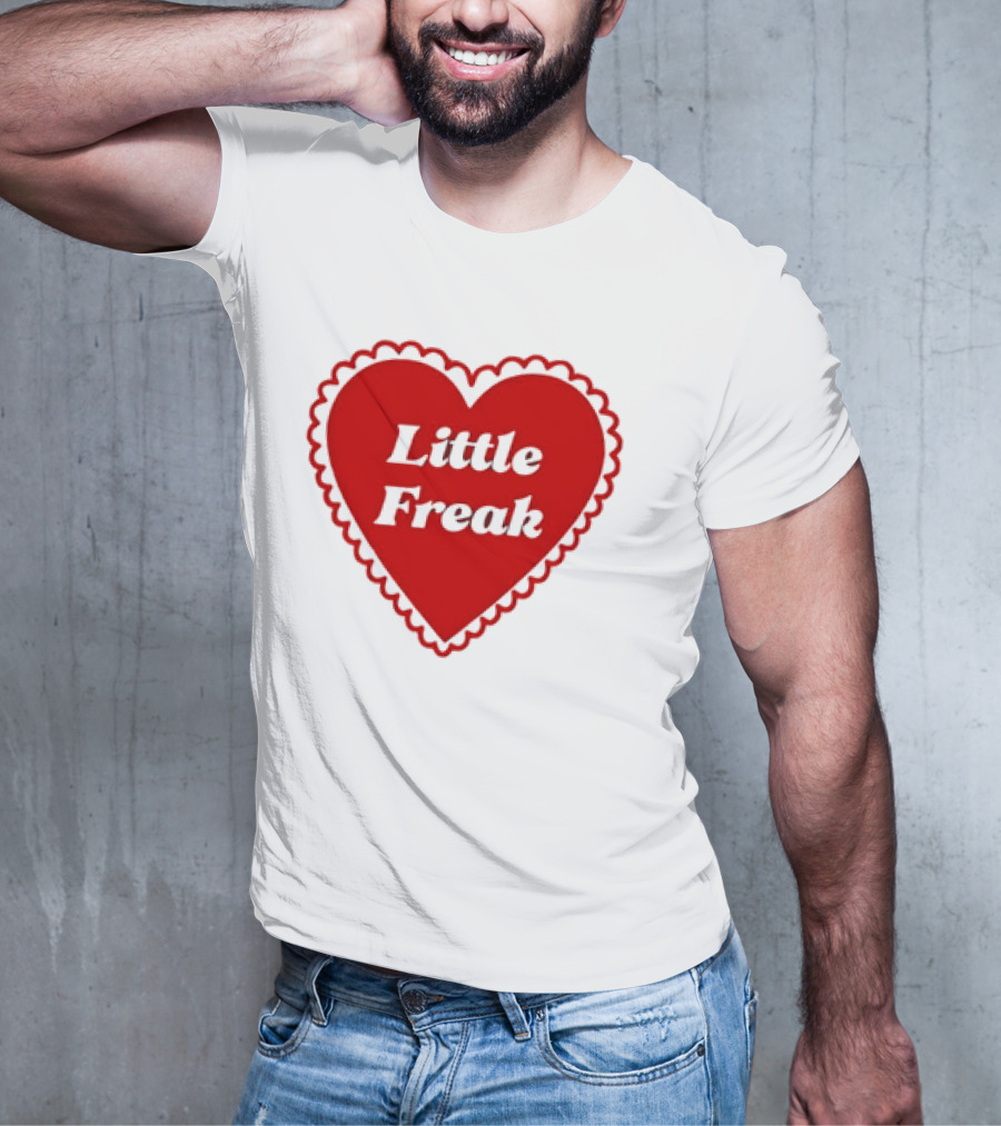 Little Freak Heart Red Scalloped Text T-Shirt