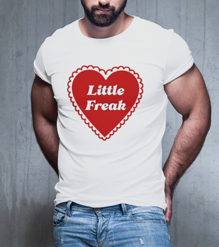 Little Freak Heart Red Scalloped Text T-Shirt