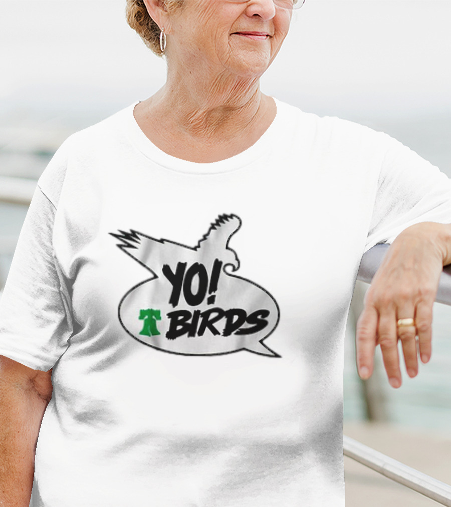 Philadelphia Eagles Yo Birds Liberty Bell Speech Bubble T-Shirt