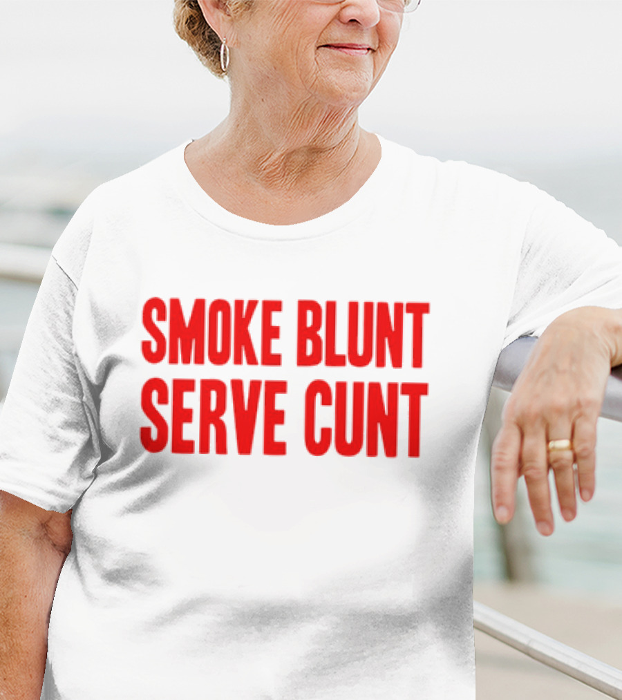 Smoke Blunt Serve Cunt Bold Red T-Shirt