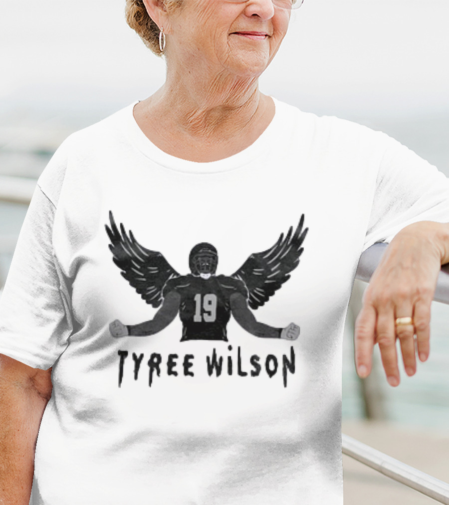 Tyree Wilson 19 Las Vegas Raiders Winged Football Player T-Shirt