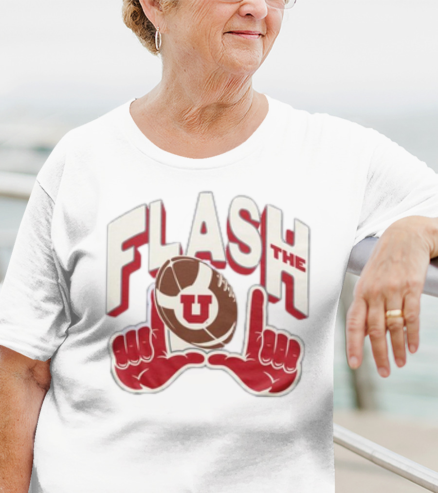 Utah Utes Flash The U Football Logo With Red Hand Gesture T-Shirt