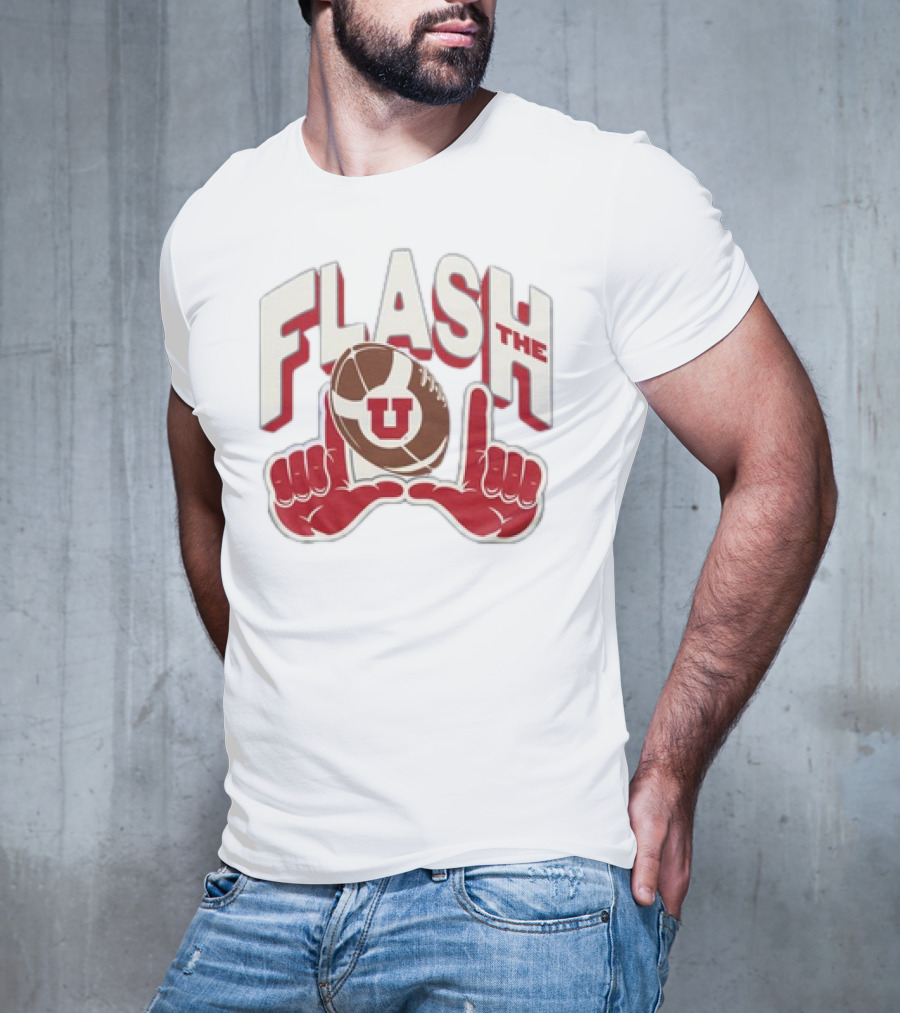 Utah Utes Flash The U Football Logo With Red Hand Gesture T-Shirt
