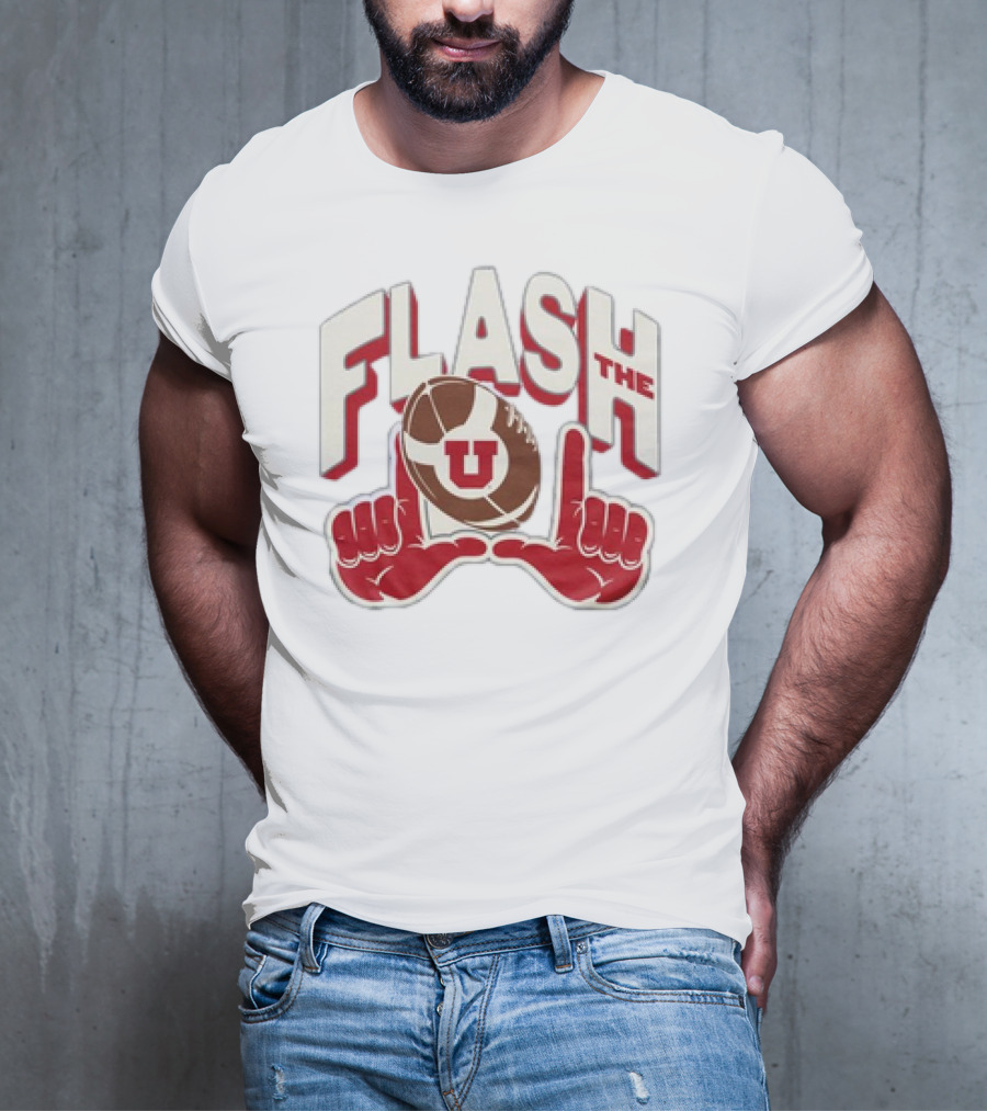 Utah Utes Flash The U Football Logo With Red Hand Gesture T-Shirt