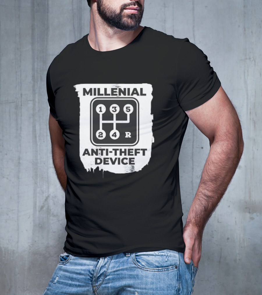 Millenial Anti-Theft Device Manual Gear Shift T-Shirt