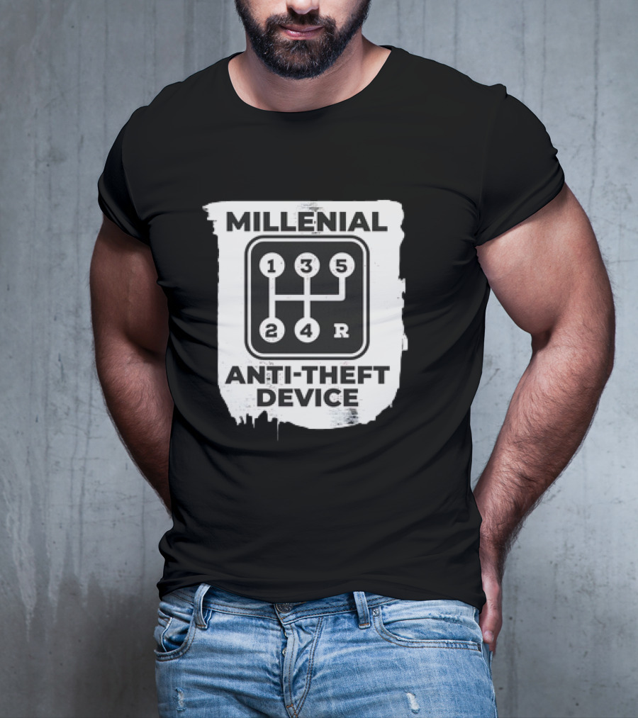 Millenial Anti-Theft Device Manual Gear Shift T-Shirt