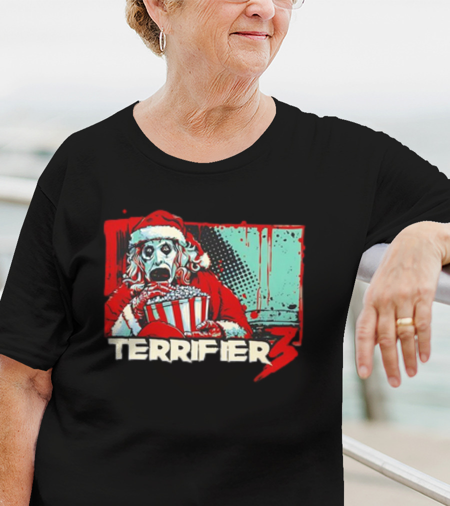 Terrifier 3 Santa Popcorn Horror Scene T-Shirt