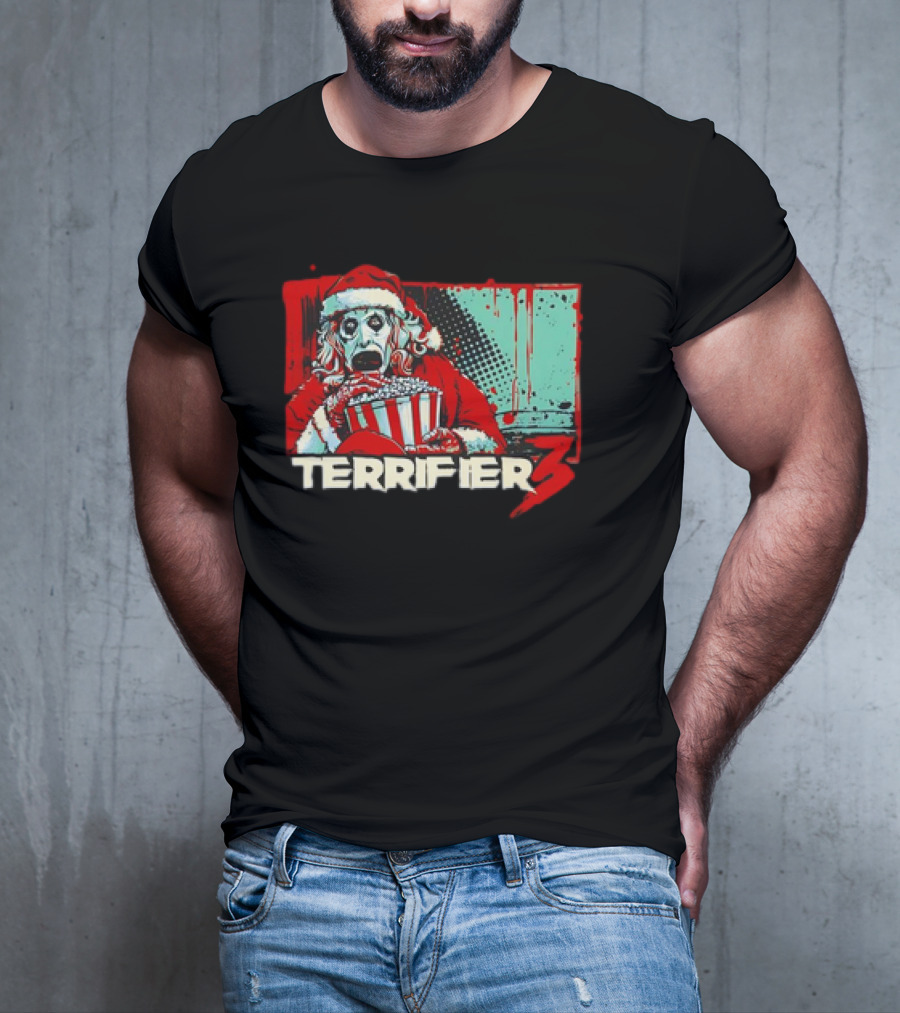 Terrifier 3 Santa Popcorn Horror Scene T-Shirt