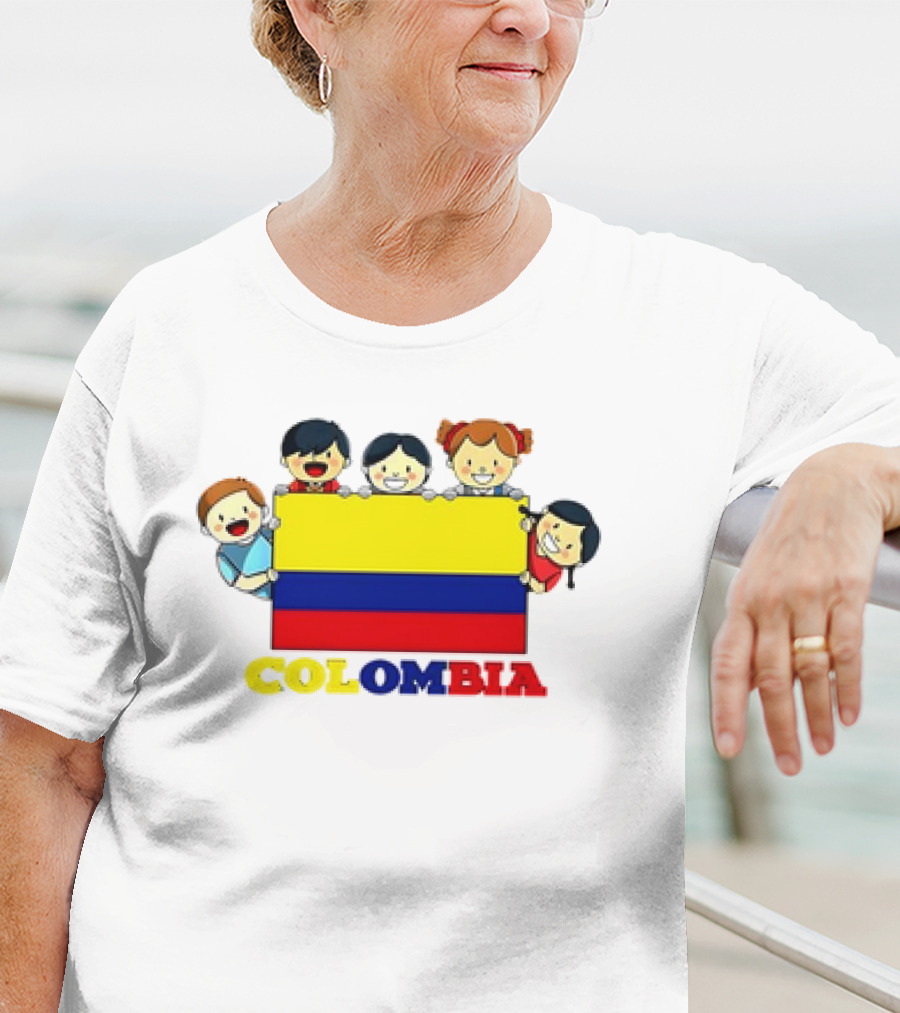 Colombia Flag Hispanic Heritage Month Cartoon Kids Colombian Flag T-Shirt