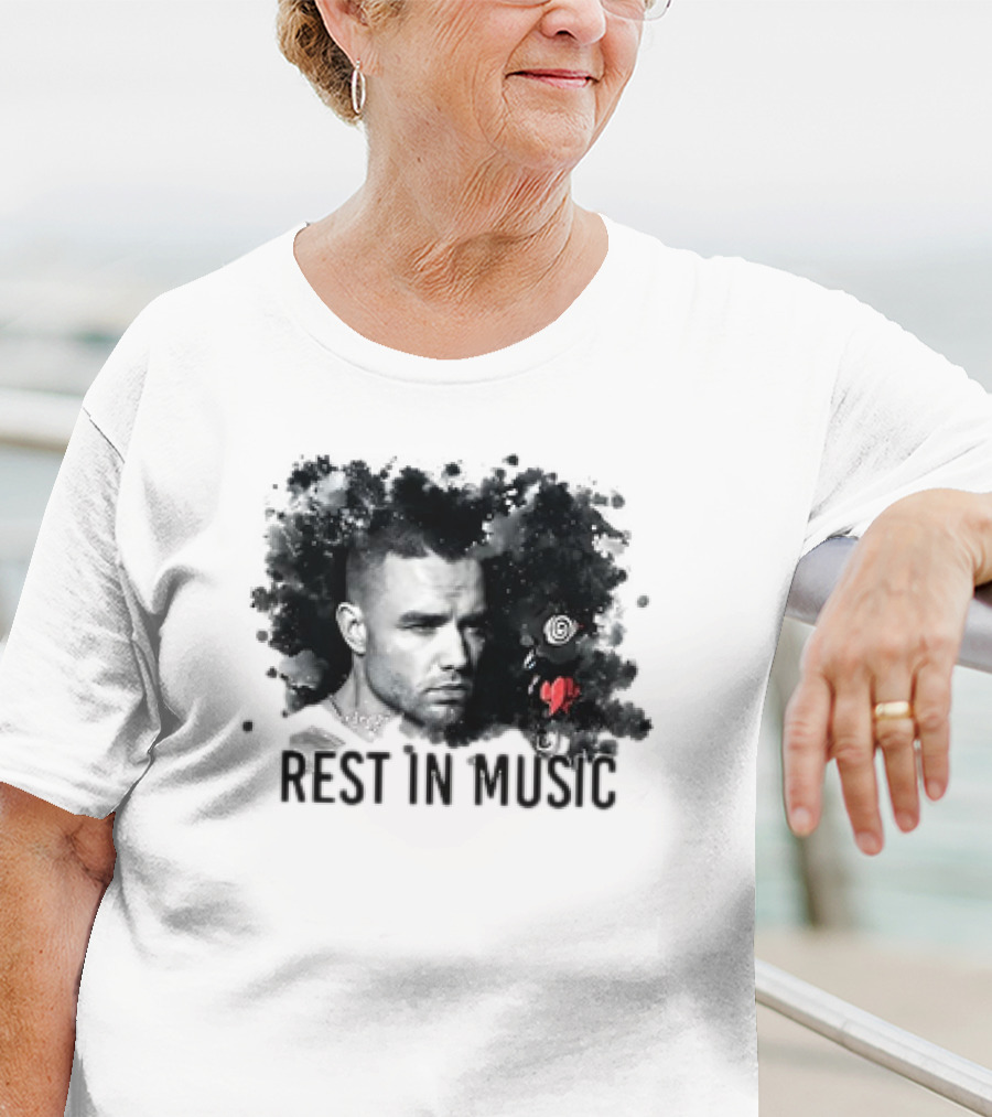 Liam Payne Rest In Music Portrait With Artistic Black And Red Accents T-Shirt