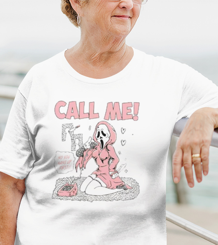 Ringup Cartoon Ghostface Girl Call Me No You Hang Up First T-Shirt