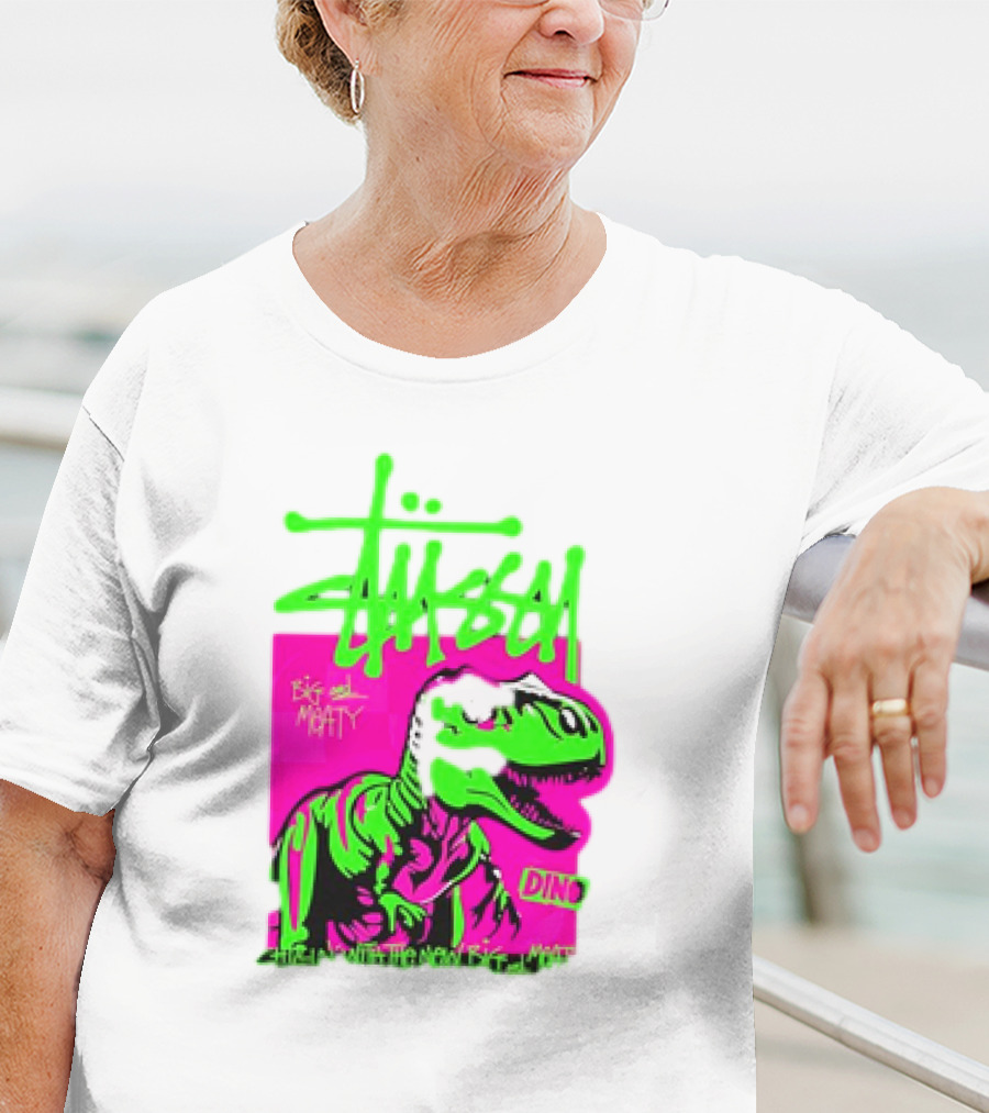 Stussy Big And Meaty Dino Cartoon T-Shirt