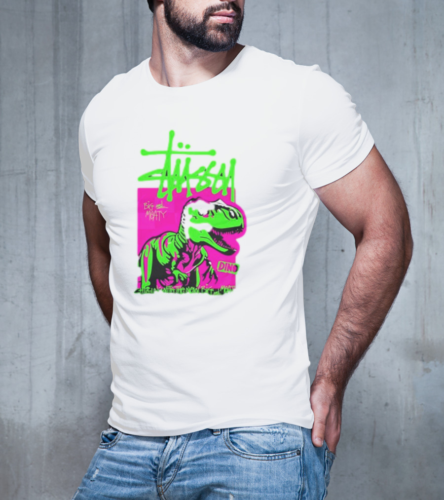 Stussy Big And Meaty Dino Cartoon T-Shirt