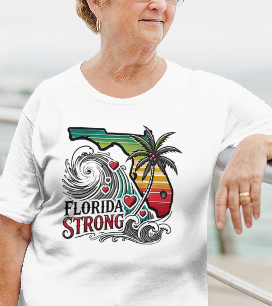 Florida Strong Wave Palm Heart T-Shirt