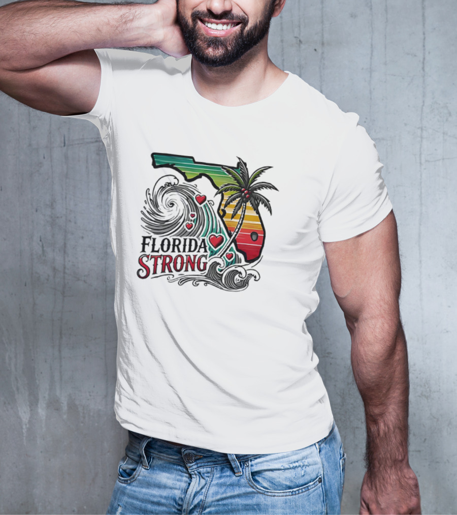 Florida Strong Wave Palm Heart T-Shirt