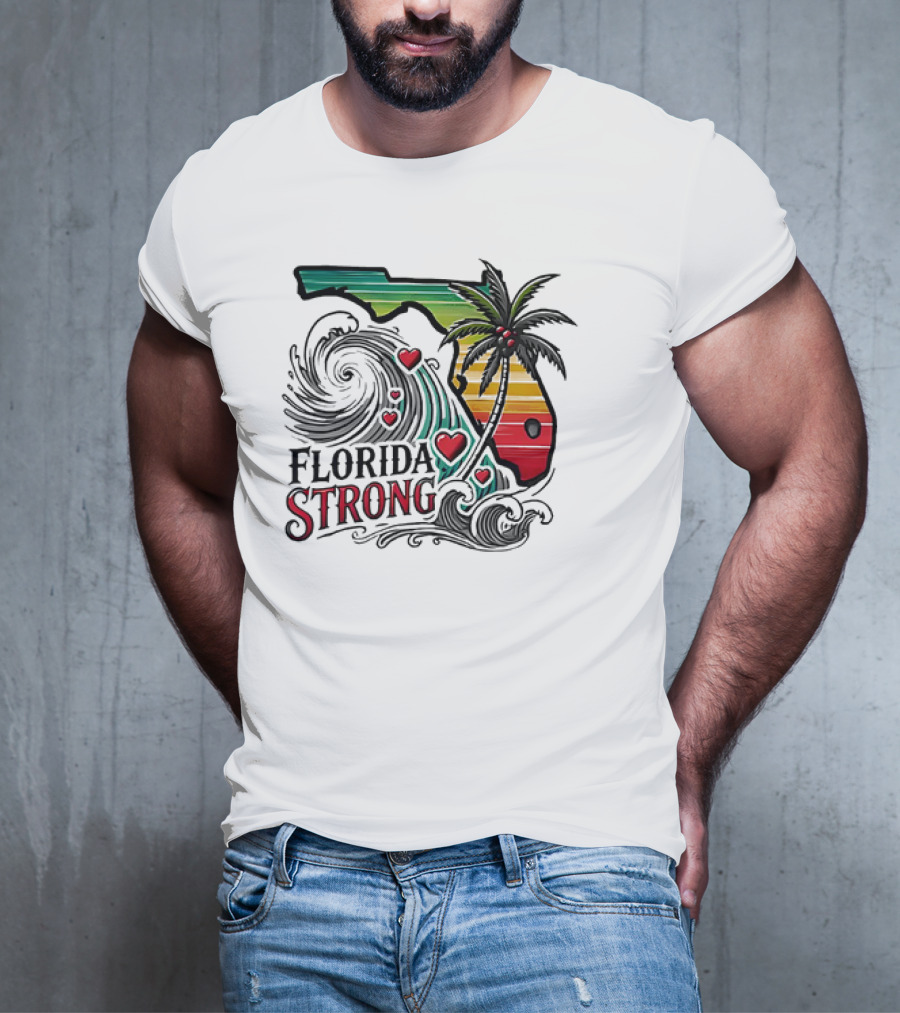 Florida Strong Wave Palm Heart T-Shirt