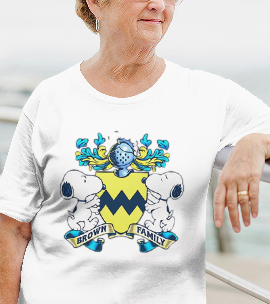 Brown Family Crest Charlie Brown Snoopy Peanuts Iconic Shield T-Shirt