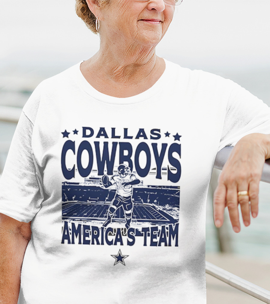 Dallas Cowboys America's Team Quarterback Stadium Blue T-Shirt