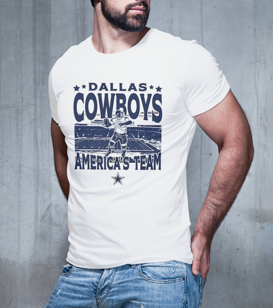 Dallas Cowboys America's Team Quarterback Stadium Blue T-Shirt