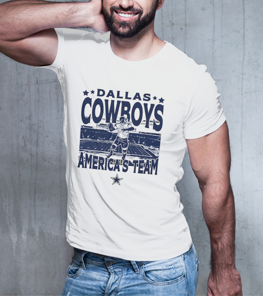 Dallas Cowboys America's Team Quarterback Stadium Blue T-Shirt
