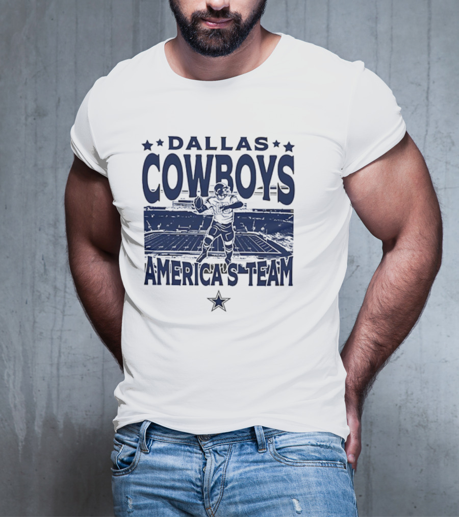 Dallas Cowboys America's Team Quarterback Stadium Blue T-Shirt