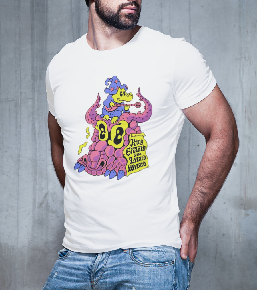 King Gizzard And The Lizard Wizard Gator Wizard Playing Guitar On Monster Head T-Shirt
