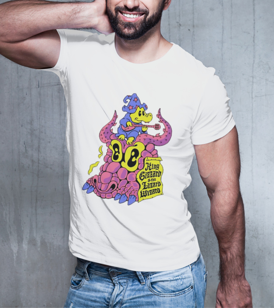 King Gizzard And The Lizard Wizard Gator Wizard Playing Guitar On Monster Head T-Shirt