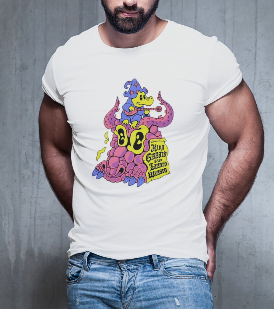 King Gizzard And The Lizard Wizard Gator Wizard Playing Guitar On Monster Head T-Shirt