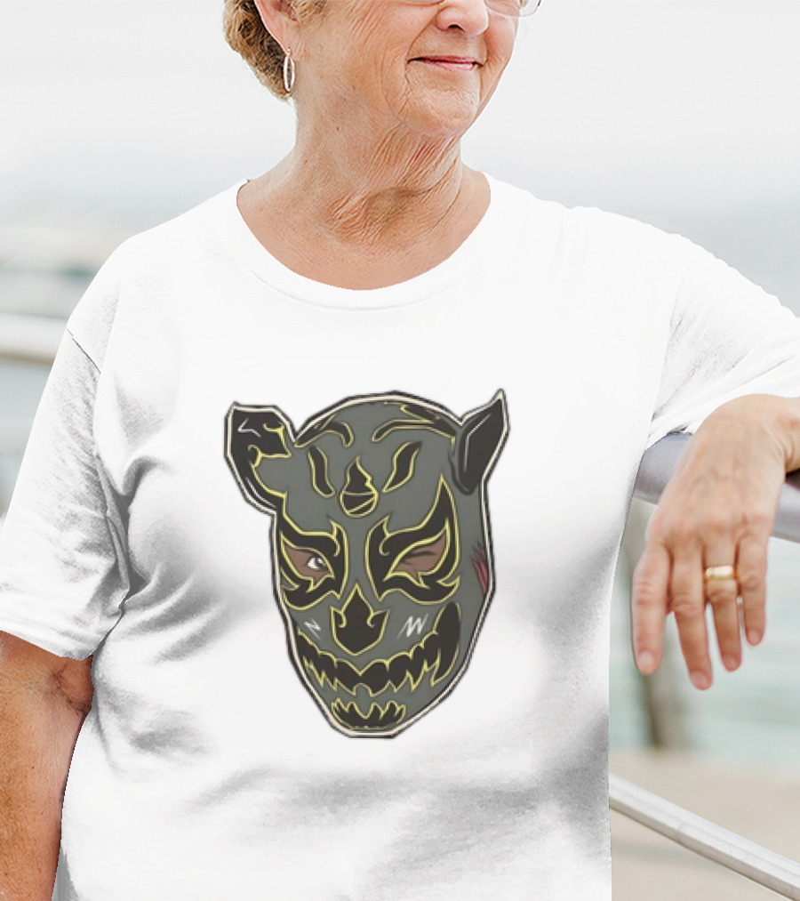 Luchador Black Mask With Grey And Yellow AEW T-Shirt