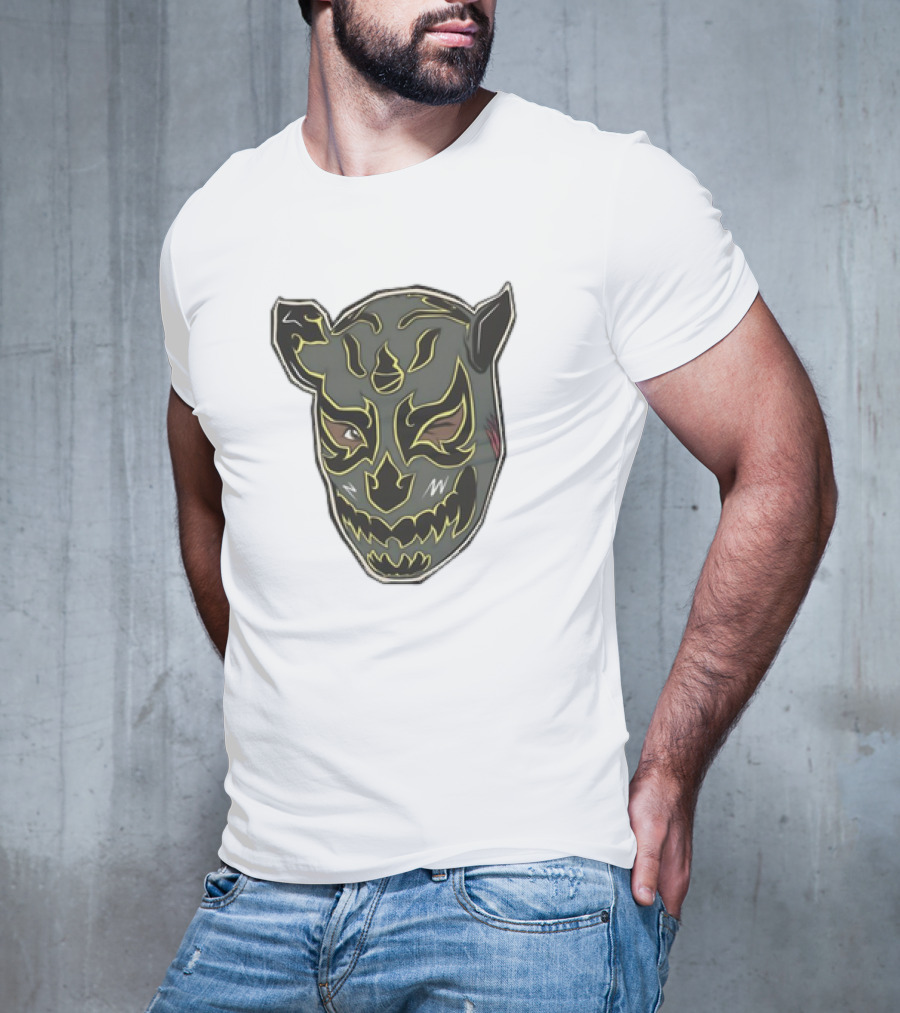 Luchador Black Mask With Grey And Yellow AEW T-Shirt