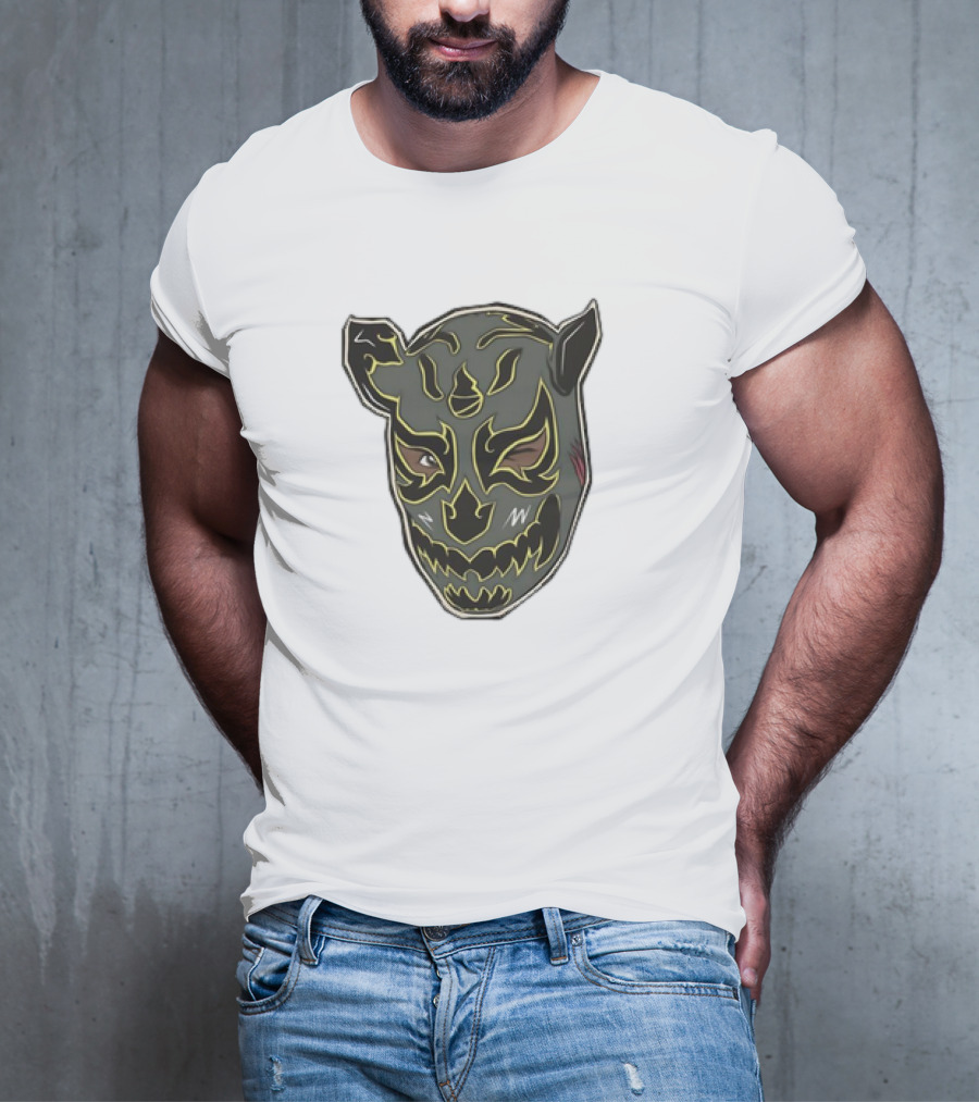 Luchador Black Mask With Grey And Yellow AEW T-Shirt