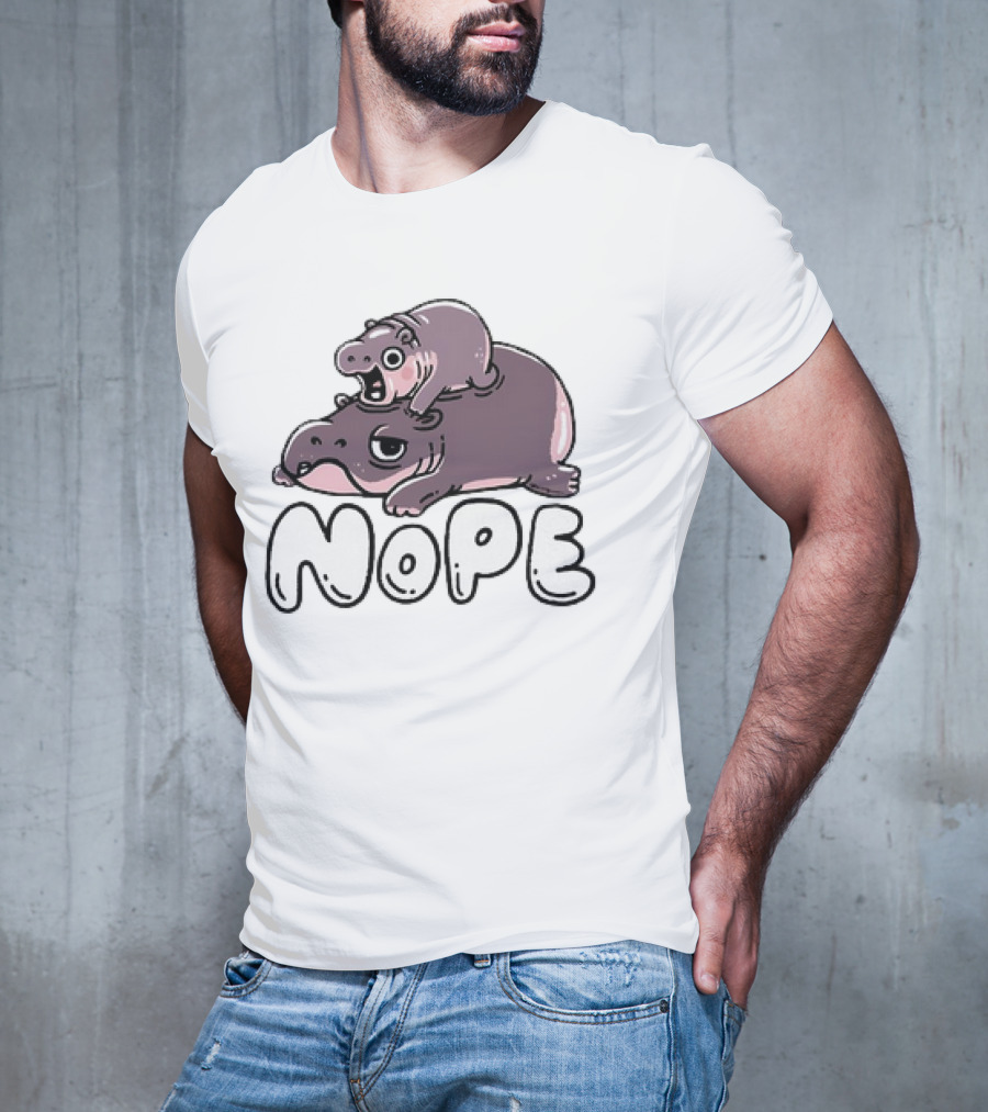 Moo Deng Cute Hippo With Baby Nope T-Shirt