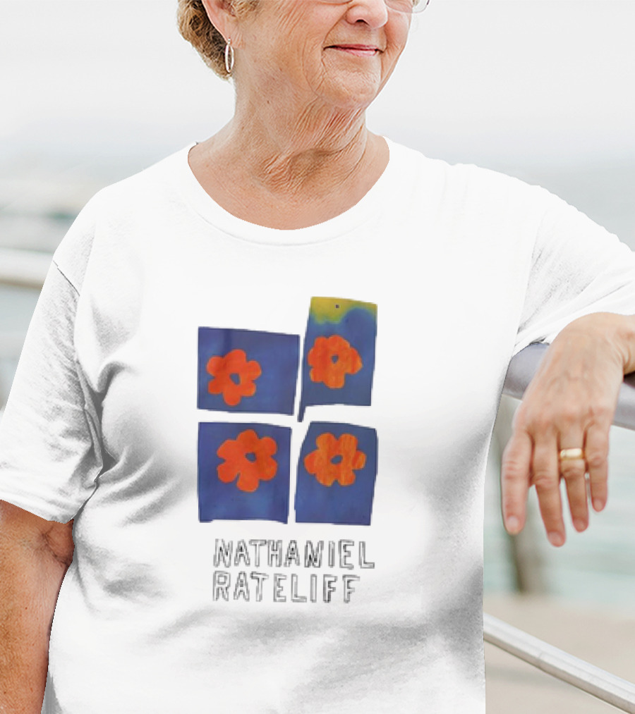 Nathaniel Rateliff Blue Squares Orange Flowers T-Shirt