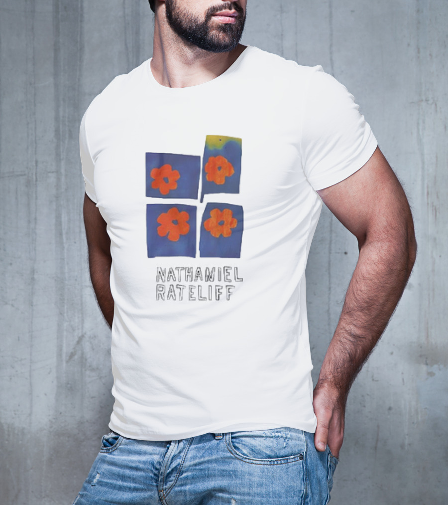 Nathaniel Rateliff Blue Squares Orange Flowers T-Shirt