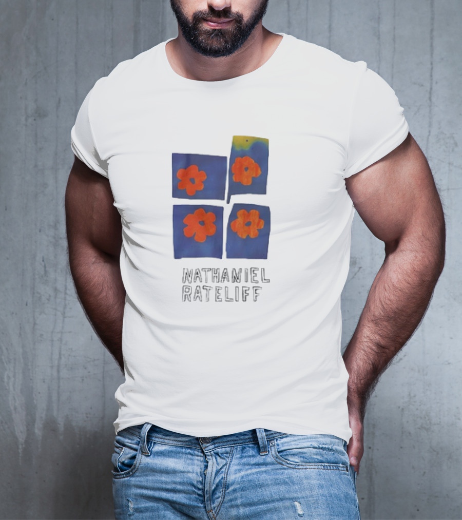 Nathaniel Rateliff Blue Squares Orange Flowers T-Shirt