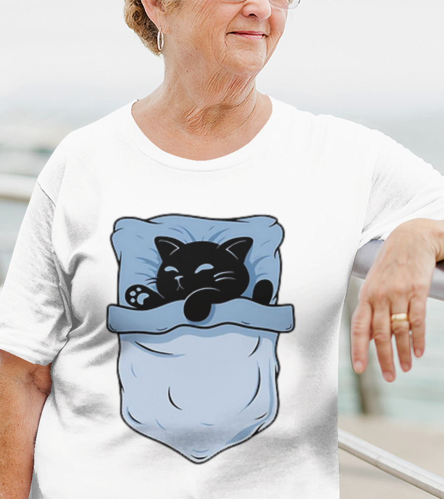 Pocket Nap Sleeping Cat Cuteness Cozy In Your Pocket T-Shirt