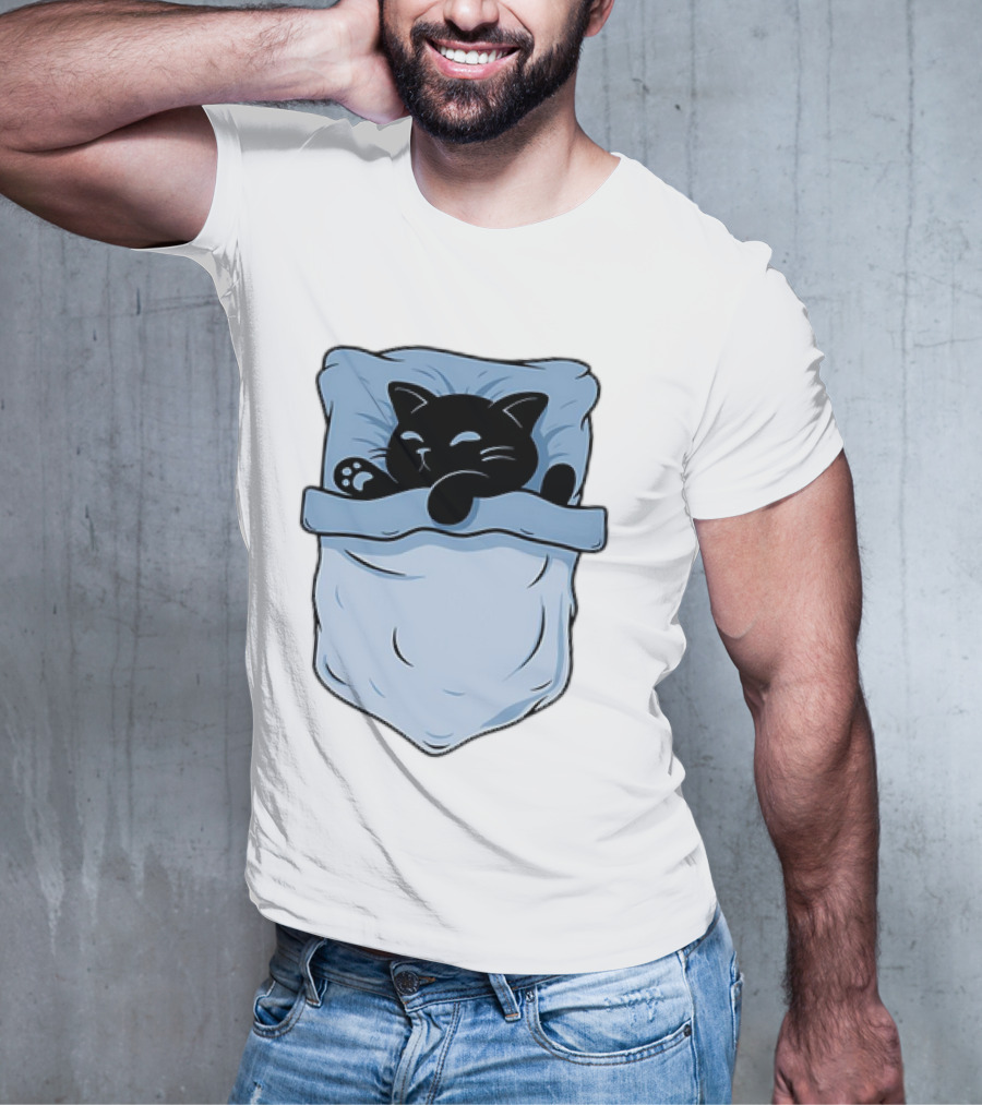 Pocket Nap Sleeping Cat Cuteness Cozy In Your Pocket T-Shirt