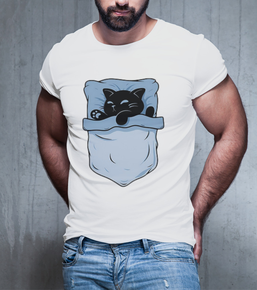 Pocket Nap Sleeping Cat Cuteness Cozy In Your Pocket T-Shirt